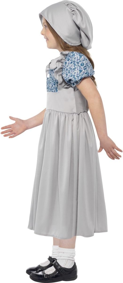 Smiffys Victorian School Girl Costume - Grey Dress & Hat for Ages 7-9 3