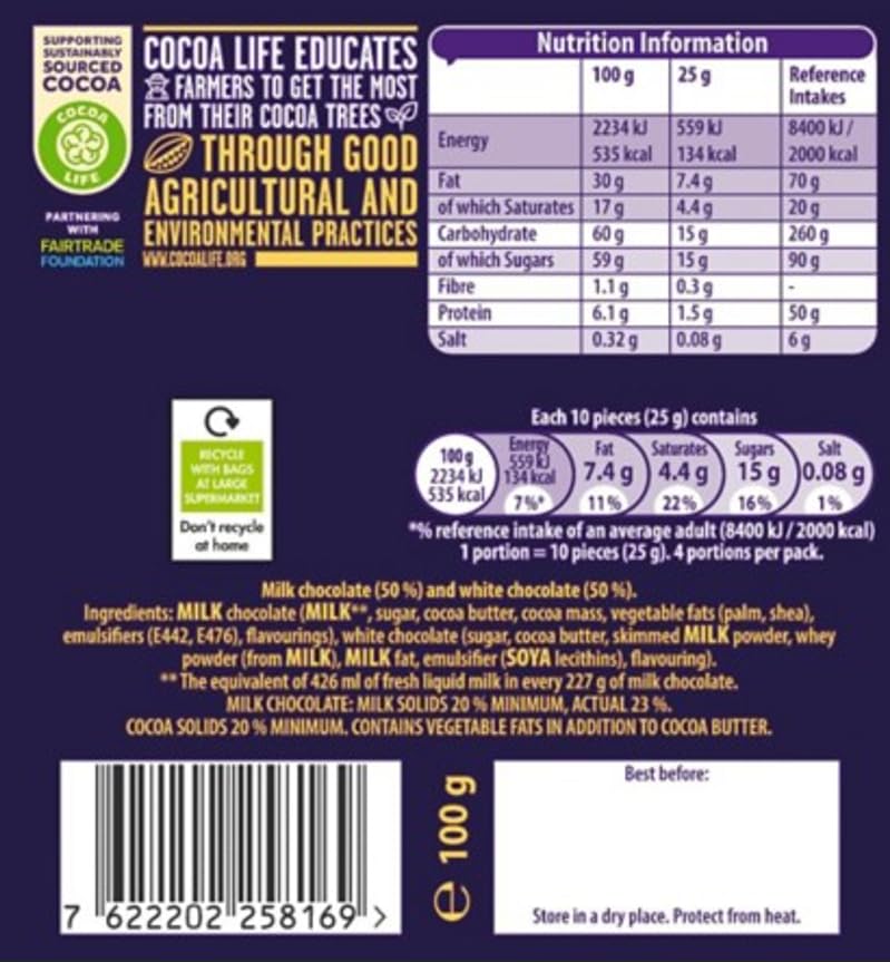 Cadbury Dairy Milk and White Chocolate Buttons Twisted, 10 x 100g Sharing Bags 7