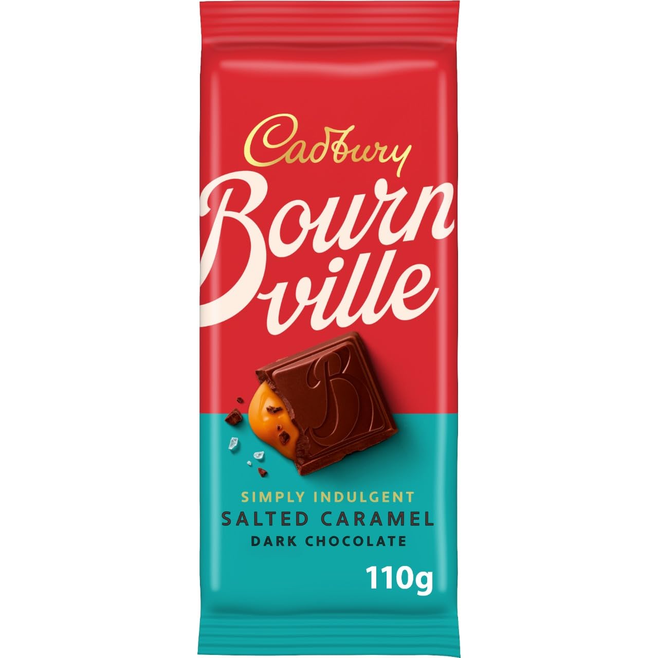 Cadbury Bournville Simply Indulgent Salted Caramel Dark Chocolate Bar, 100g