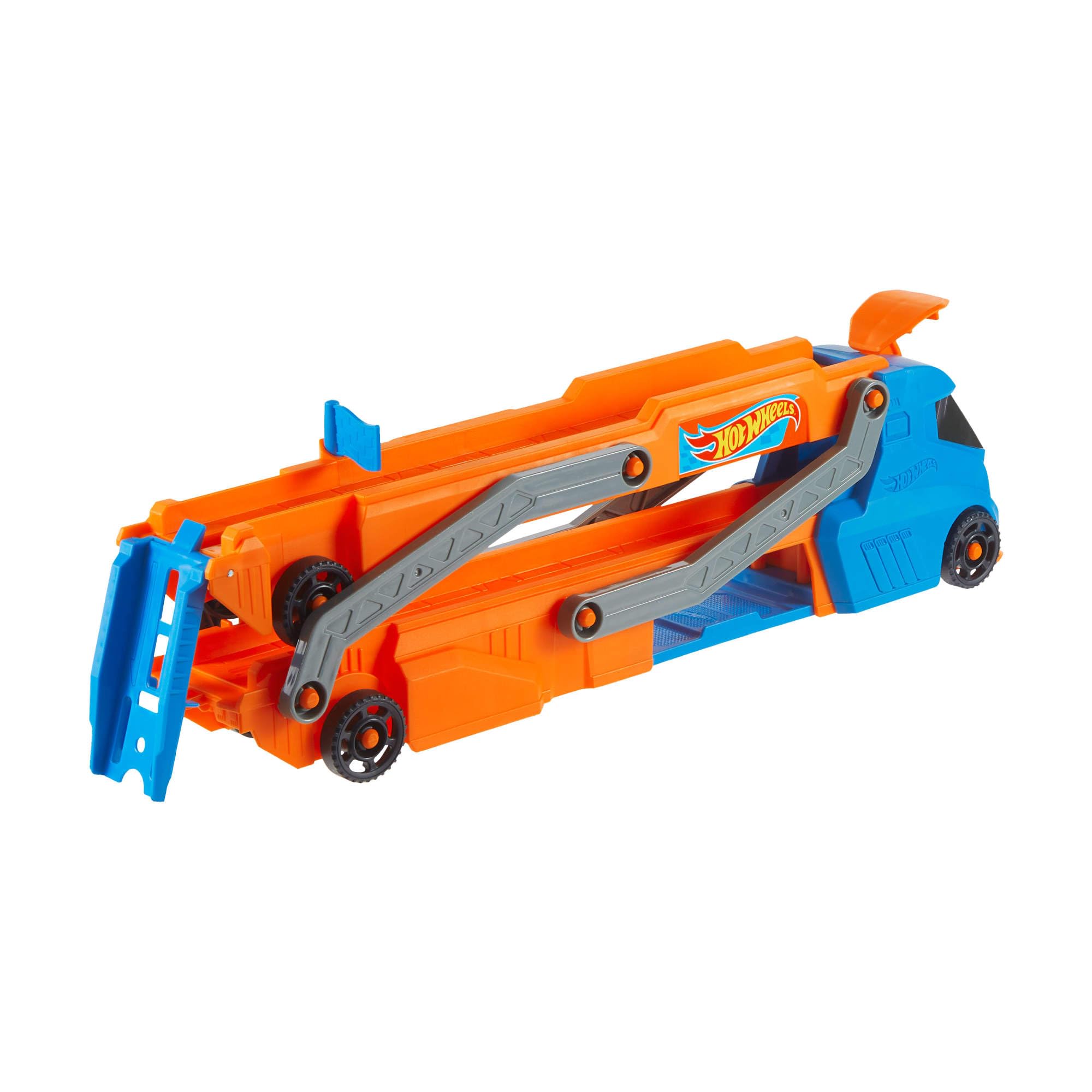 Hot Wheels Speed Track Transporter Playset - Orange City Speed Vehicle with 1:64 Scale Car & 2.5-Foot Track for Kids 5