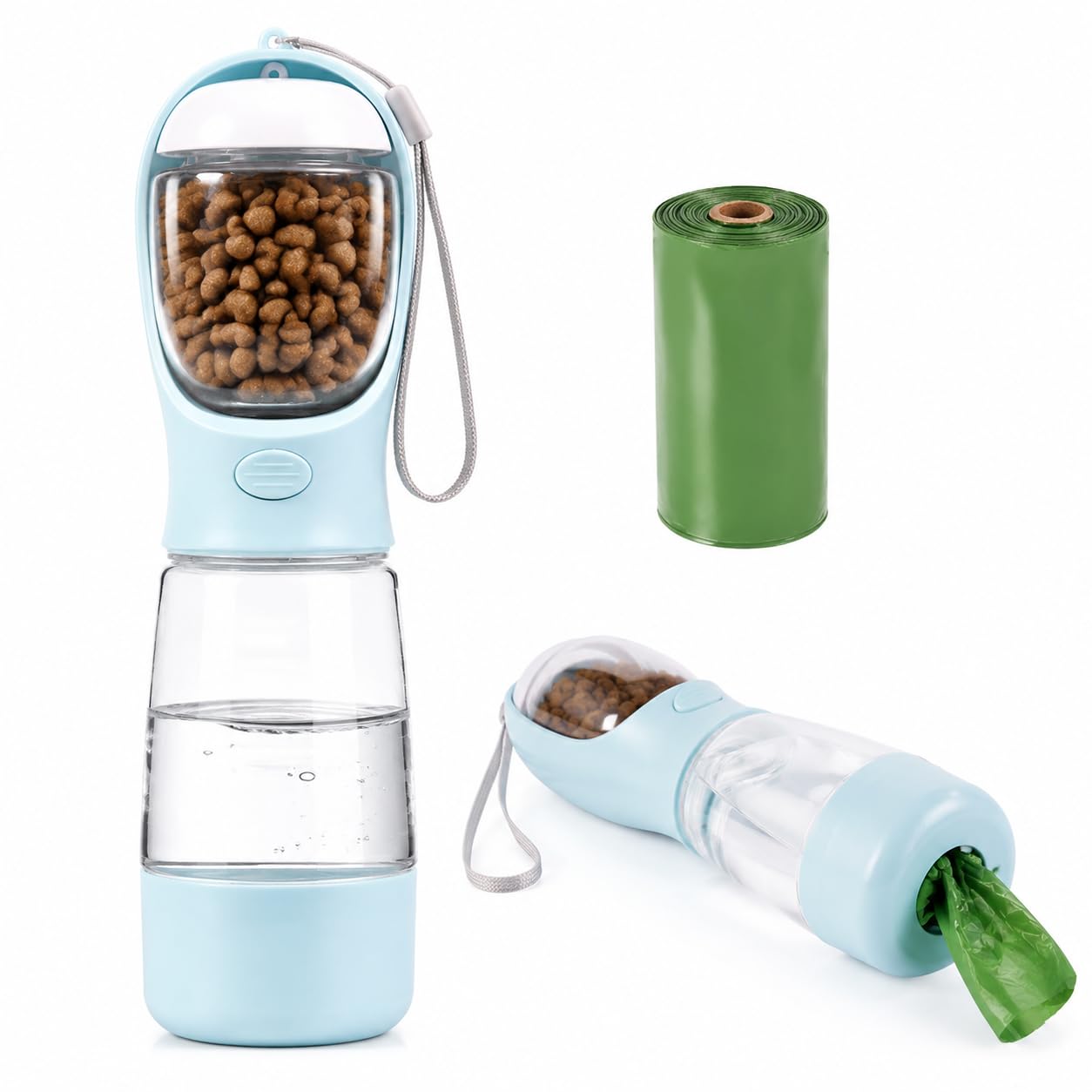Admygo 4-in-1 Portable Dog Water Bottle - Blue | Leak Proof | Food Container 1