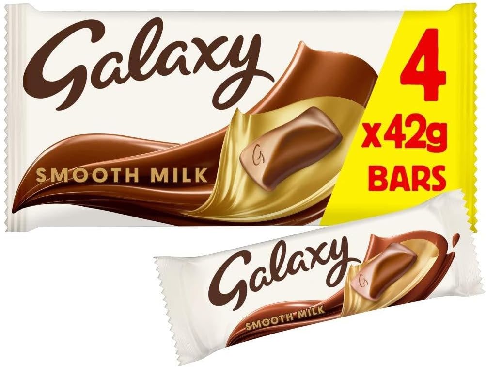 Galaxy Smooth Milk Chocolate Bars, Sharing Pack, 4 x 42g