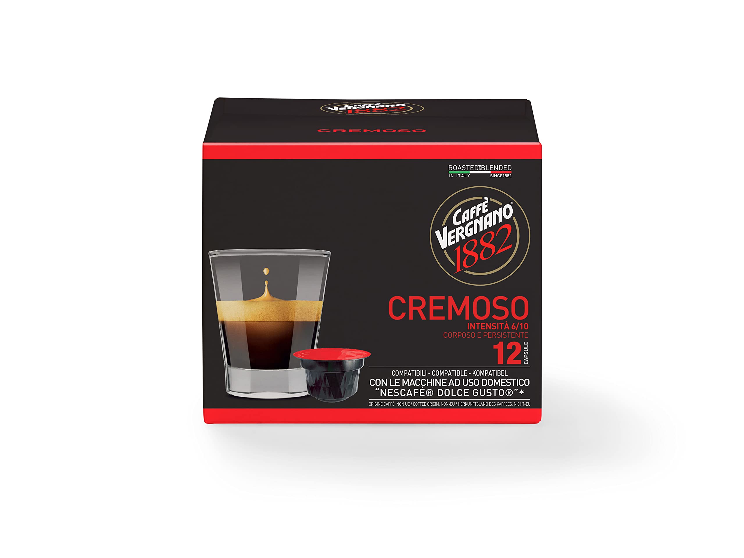 Caffè Vergnano 1882 Coffee Capsules - Compatible with Nescafé Dolce Gusto | 12 Count
