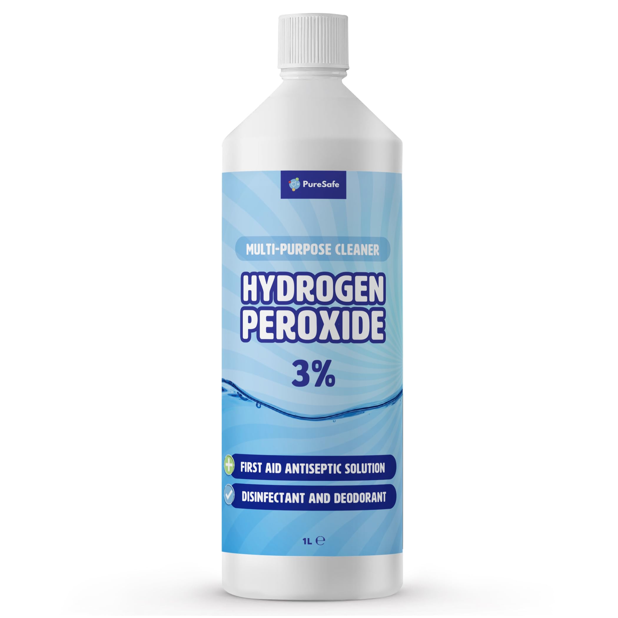 Pure Safe - Hydrogen Peroxide 3% Solution 1 Ltr – Multi-Purpose Household Cleaner