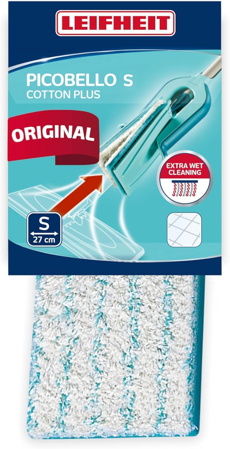 Leifheit Picobello S Mop Replacement Pad - Highly Absorbent Cotton for Stone & Tile Floors | 27 cm Width | Model 56611