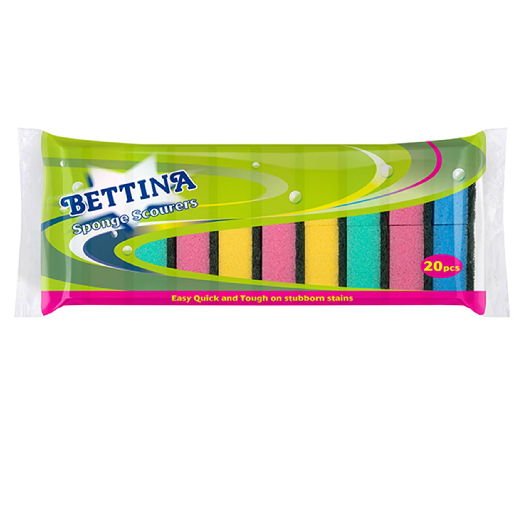 HomeSmith - Colourful Dual-Sided Sponge Scourers - Reusable Non-Scratch Dish Washing & Cleaning Sponges - Pack of 20