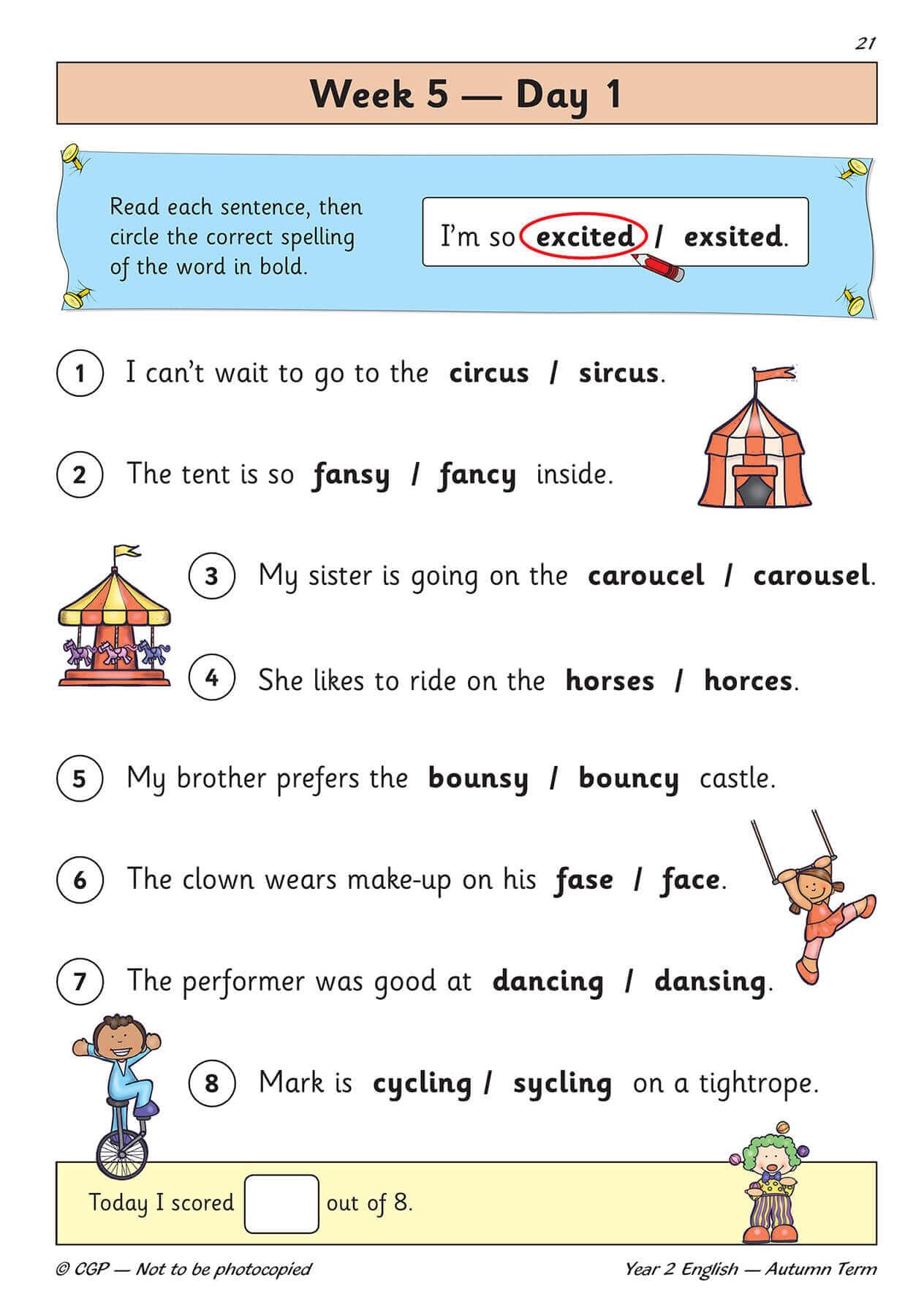 CGP Books New KS1 English Daily Practice Book - Year 2 Autumn Term | Ages 6-7 | 68 Pages