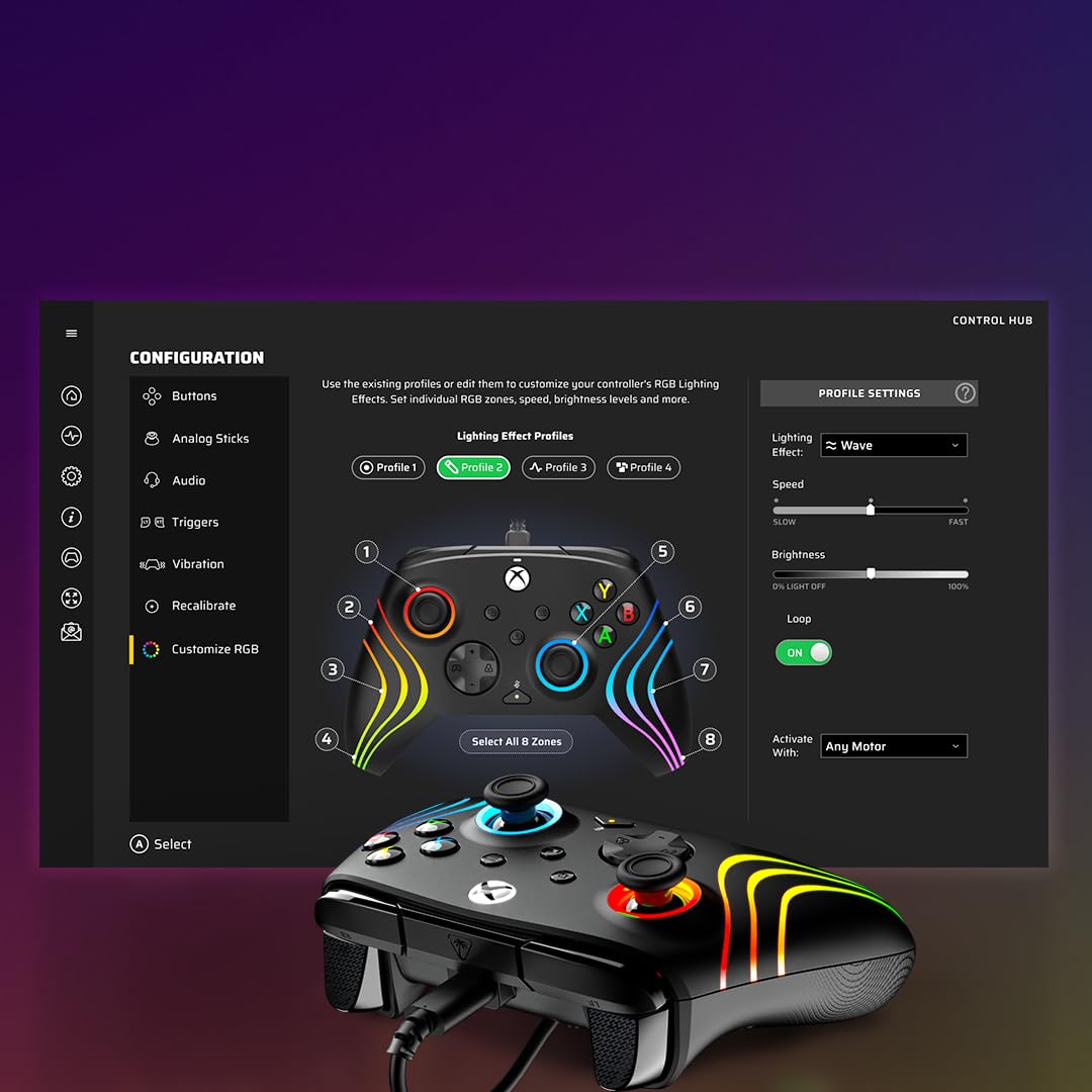 Turtle Beach Afterglow Wave Black Wired RGB Gaming Controller with Mappable 6