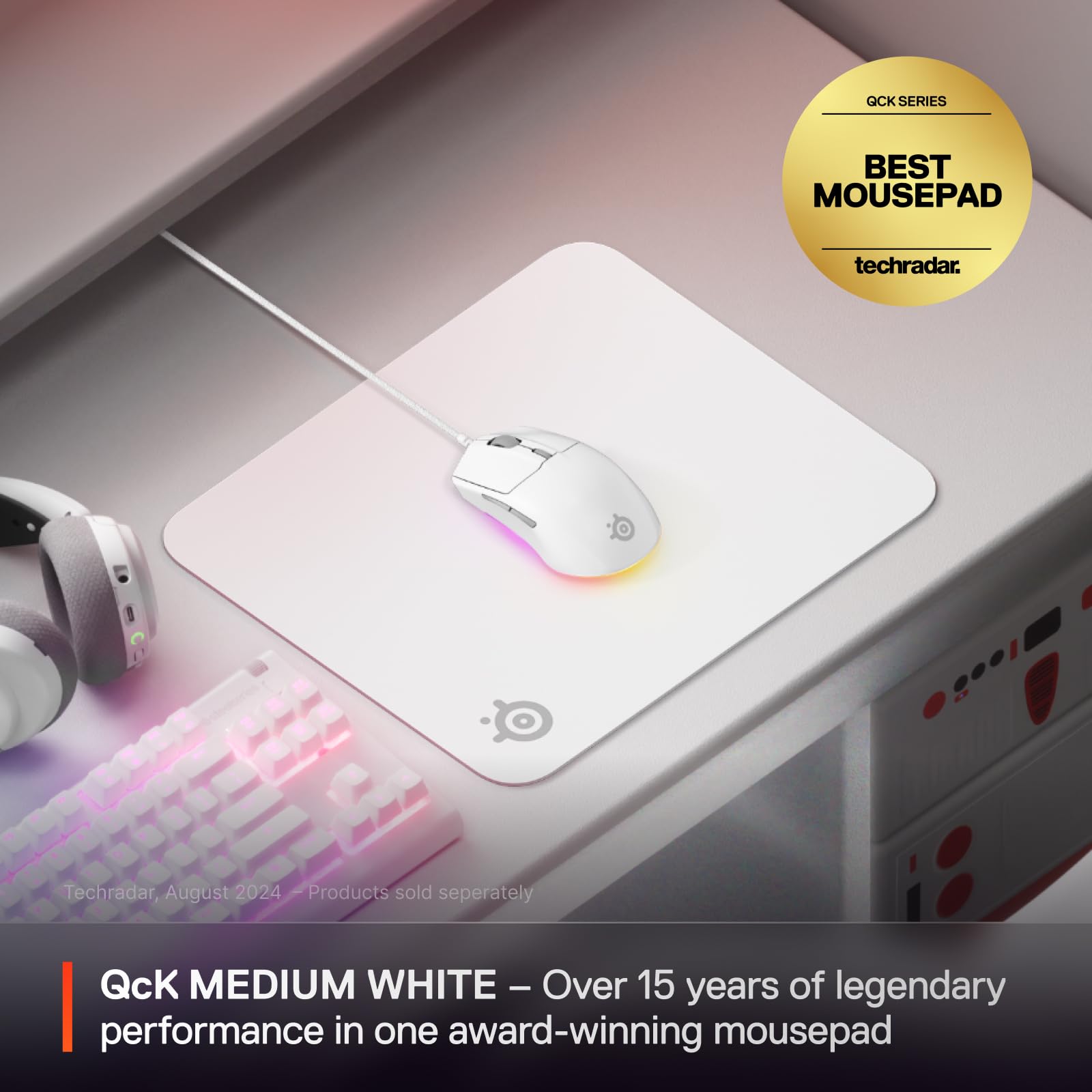 SteelSeries QcK Medium Gaming Mousepad - White - Non-Slip Rubber Base 6