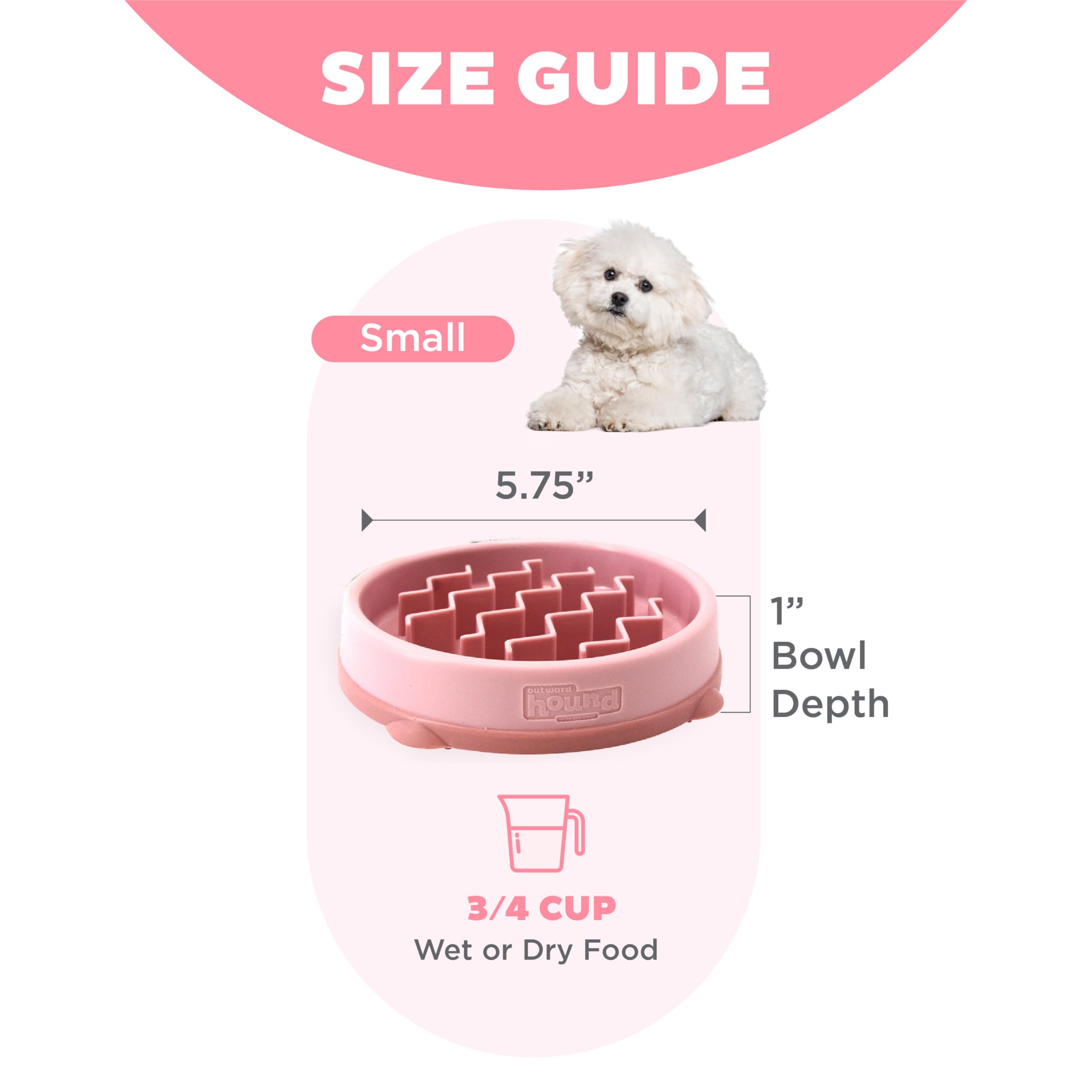 Outward Hound Puppy Slow Feeder Dog Bowl - Pink, Small Size | Nonslip Base | BPA-Free 5