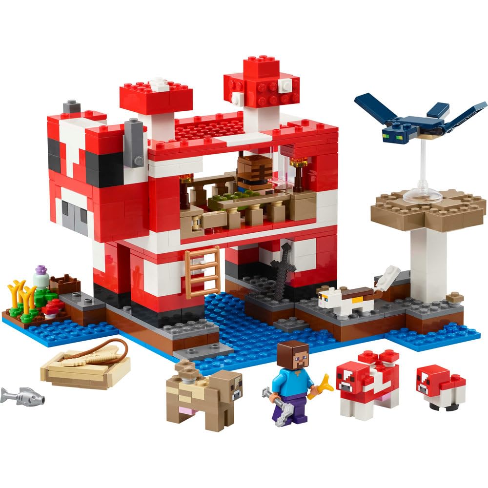 LEGO Minecraft The Mooshroom House Island Building Set - 500-Piece Playset for Ages 8+