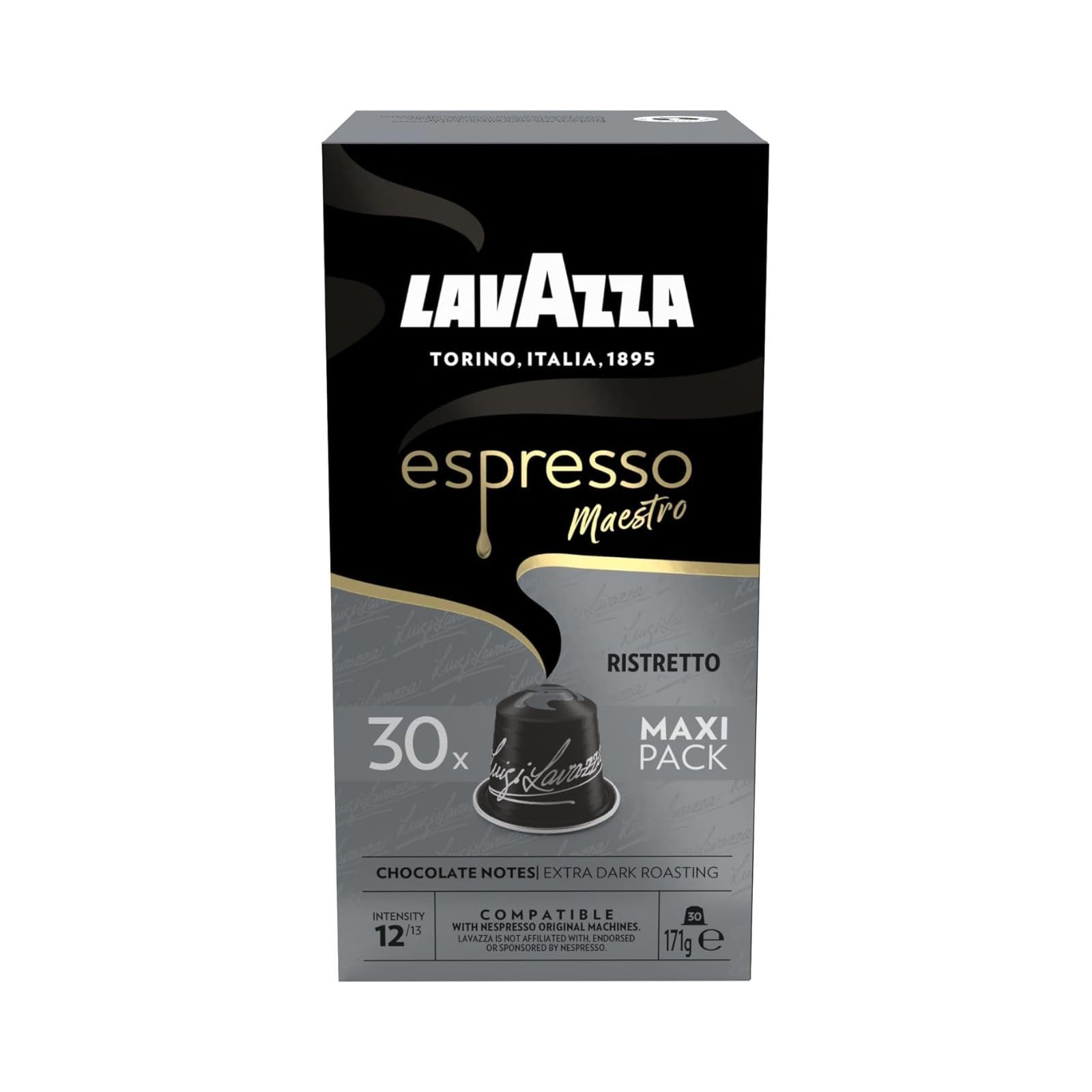 Lavazza Espresso Maestro Ristretto - 30 Aluminum Capsules for Nespresso Original Machines