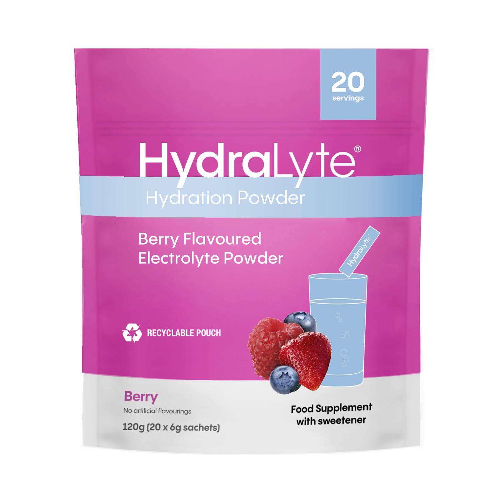Hydralyte Effervescent Electrolytes Powder Sachets - 20 Sticks | Energy Management | Supports Electrolyte Balance