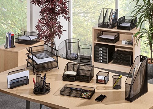 Osco Wiremesh Memo Pad Holder - Holds 400 Sheets | Black Metal | Compact 77x105x110mm