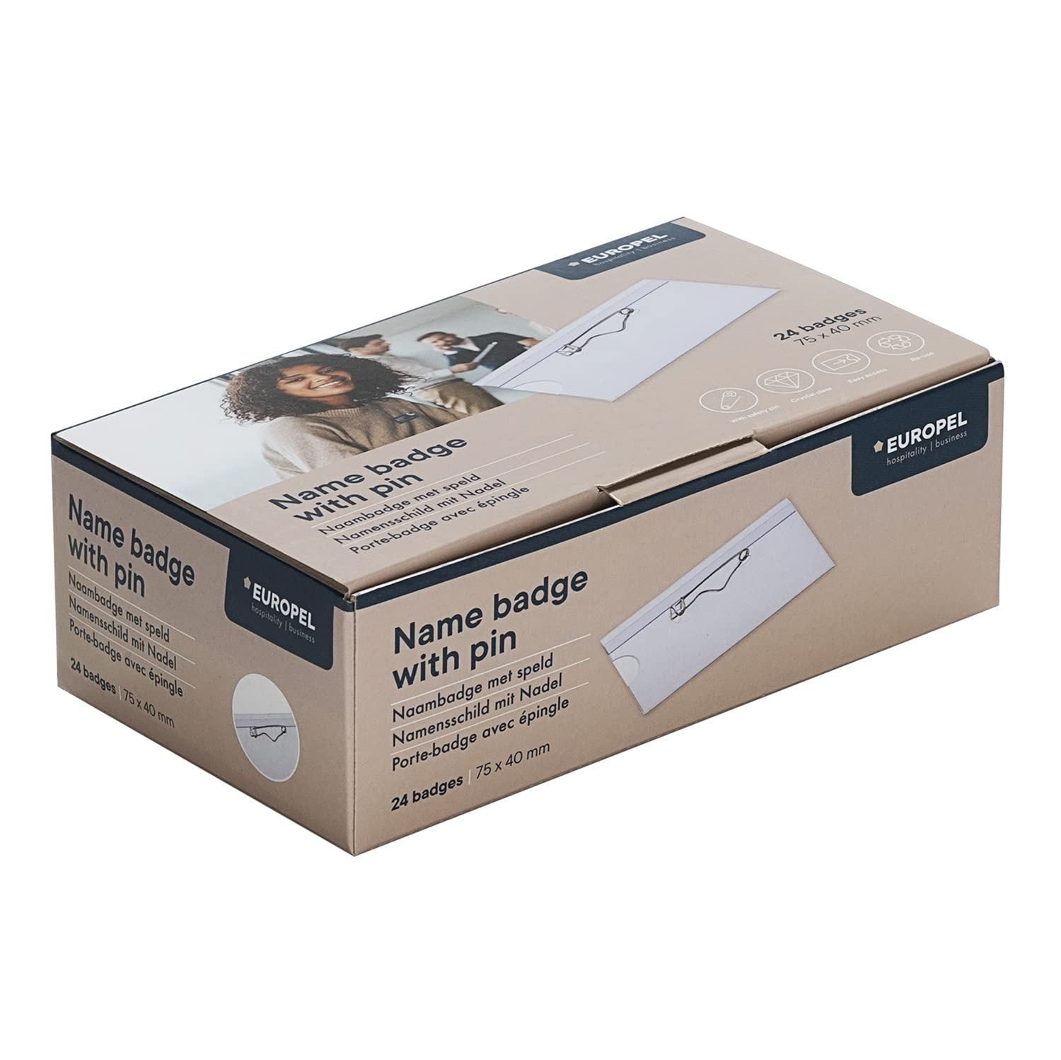 Europel Name Badge Holders - 75x40mm Horizontal ID Card Holder with Safety Pin | Pack of 24 8