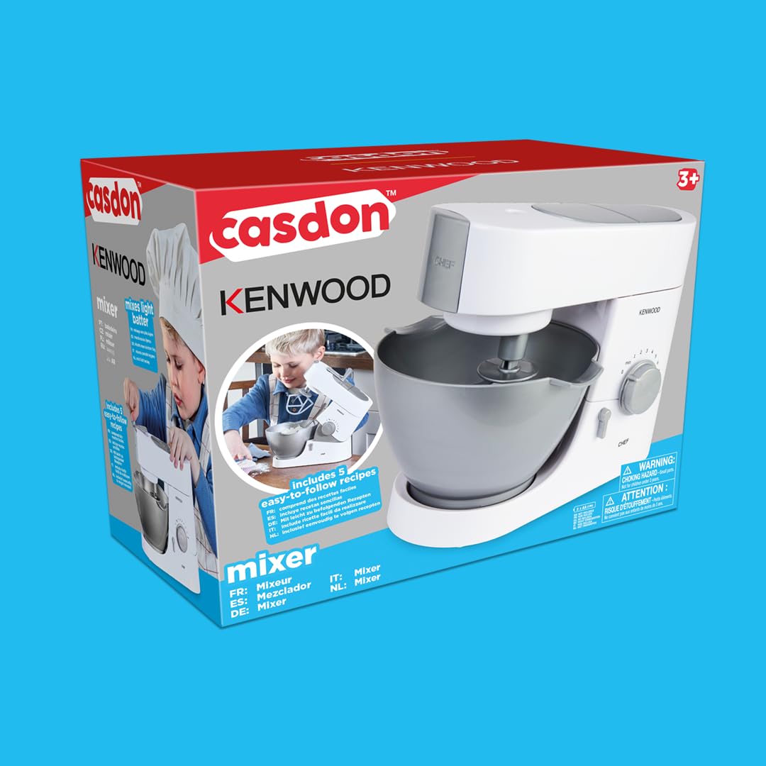 Casdon 63550 Kenwood Toy Mixer for Children Aged 3+ | Perfect for Budding Bakers Who Enjoy Mixing Real Food, Grey,26x15.5x19.5 cm 5