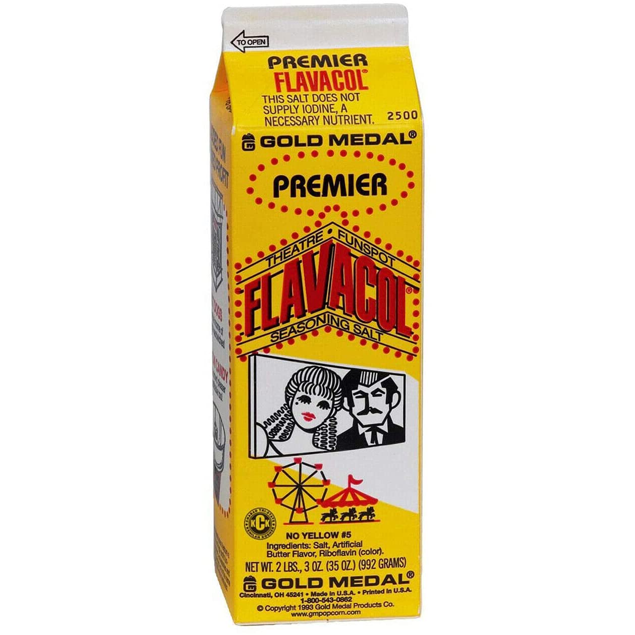 Flavacol Premier Salt Popcorn-Gewürz – Klassischer Kino-Popcorn-Geschmack – 992 g