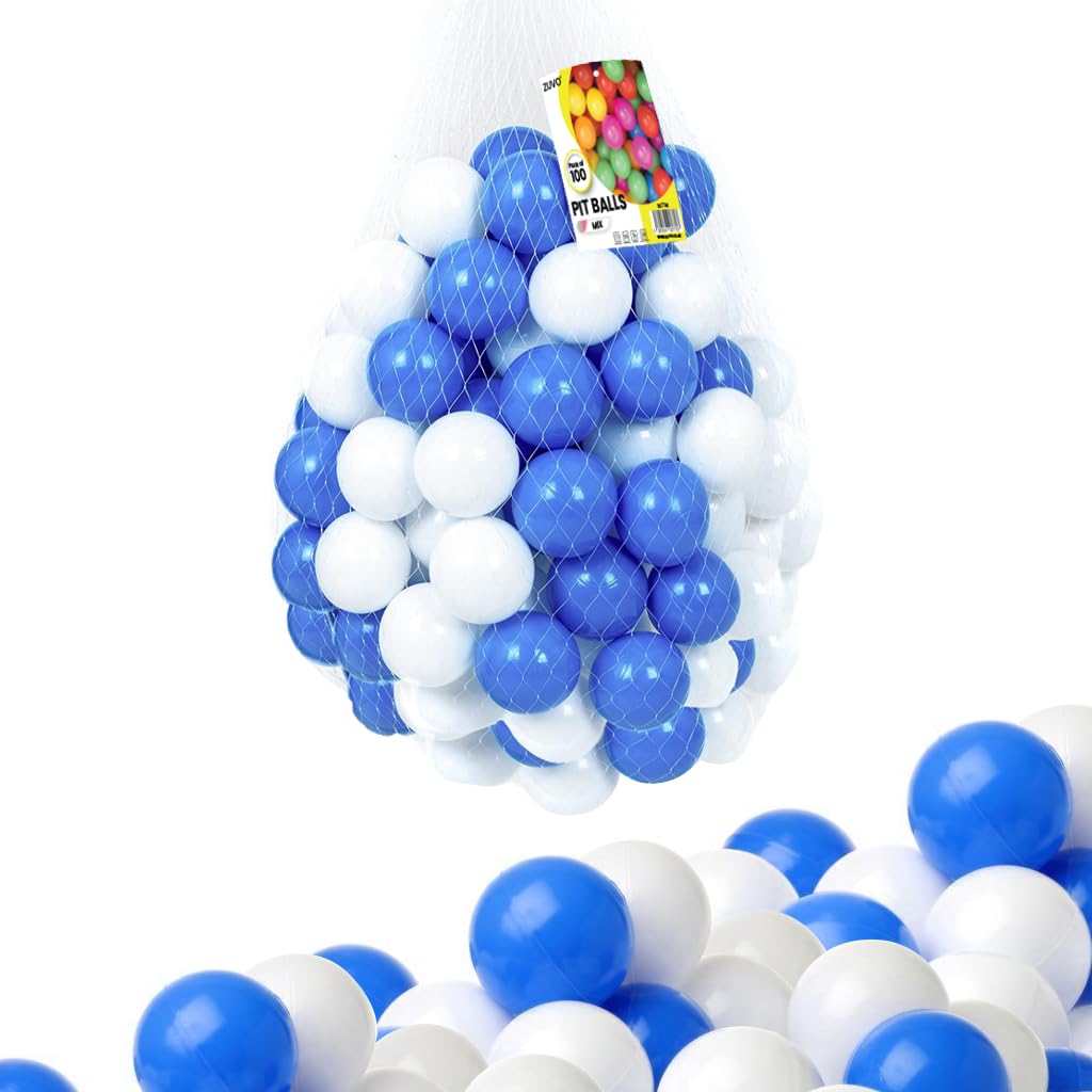 Zuvo Blue 5.5cm Crush-Proof Ball Pit Balls (100 Pack) for Kids Play