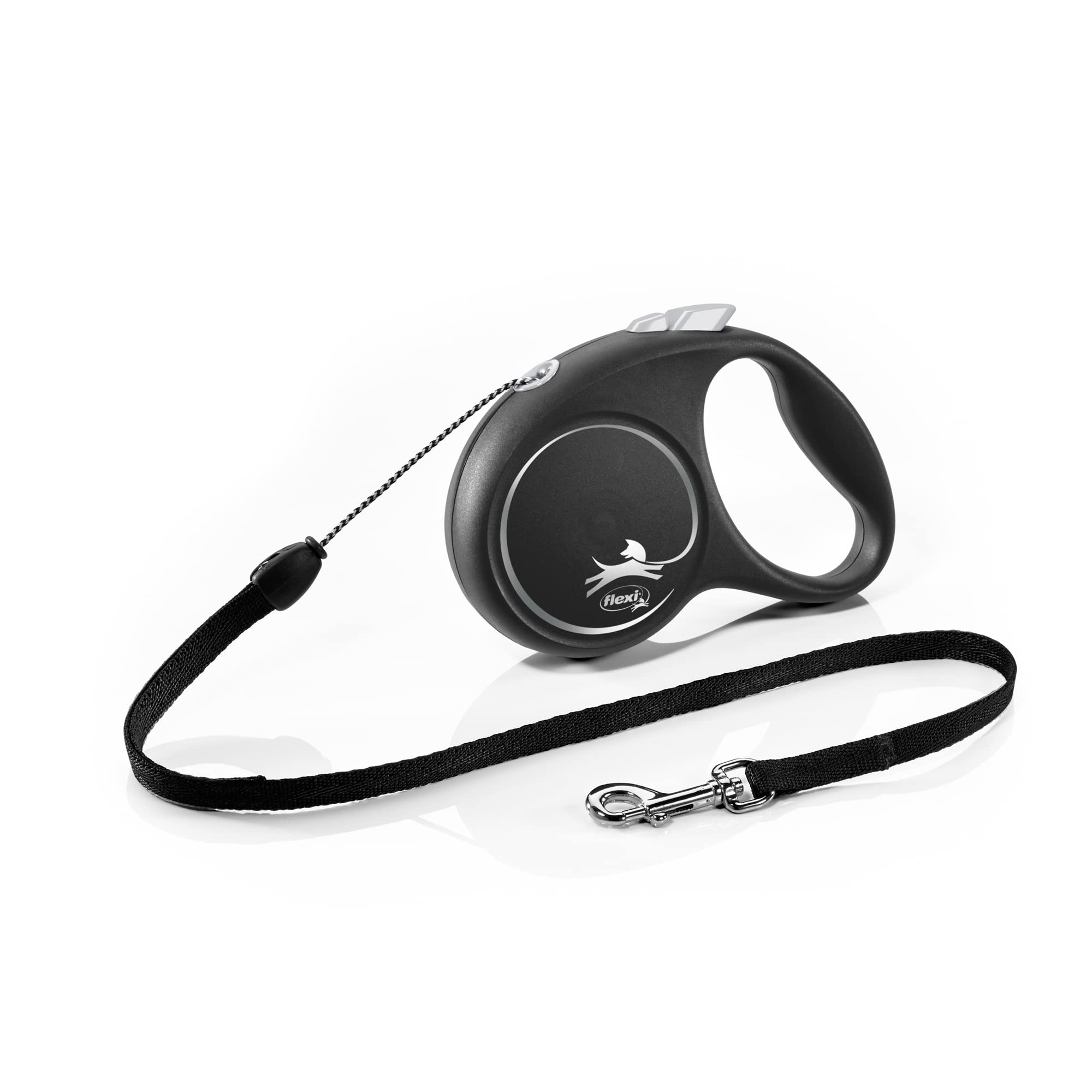 flexi Black Design Retractable Dog Leash | Small Size (5m) | Black Nylon Cord | For Dogs up to Extra Small Breed Size