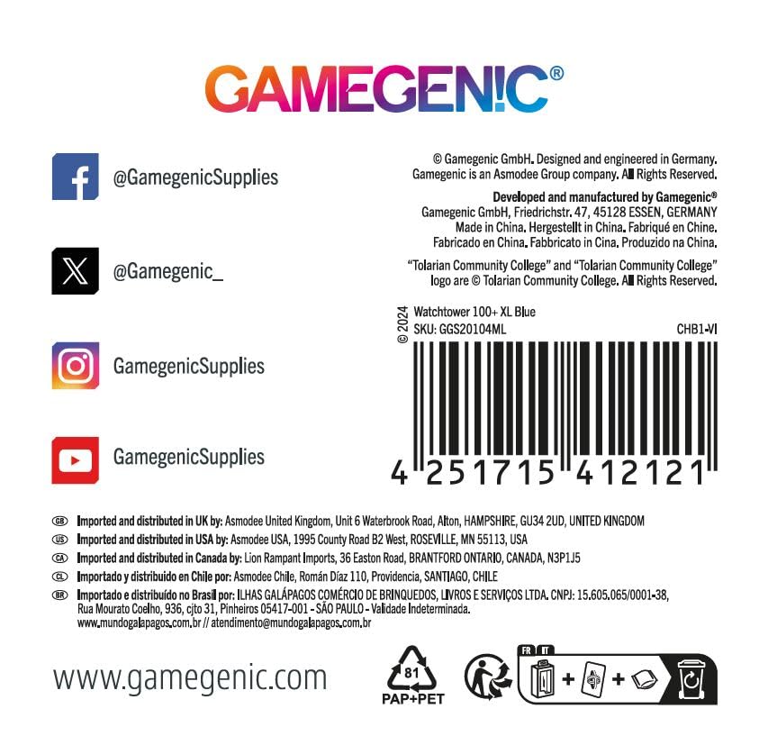 Gamegenic Watchtower 100+ XL Card Storage Box - Blue 7