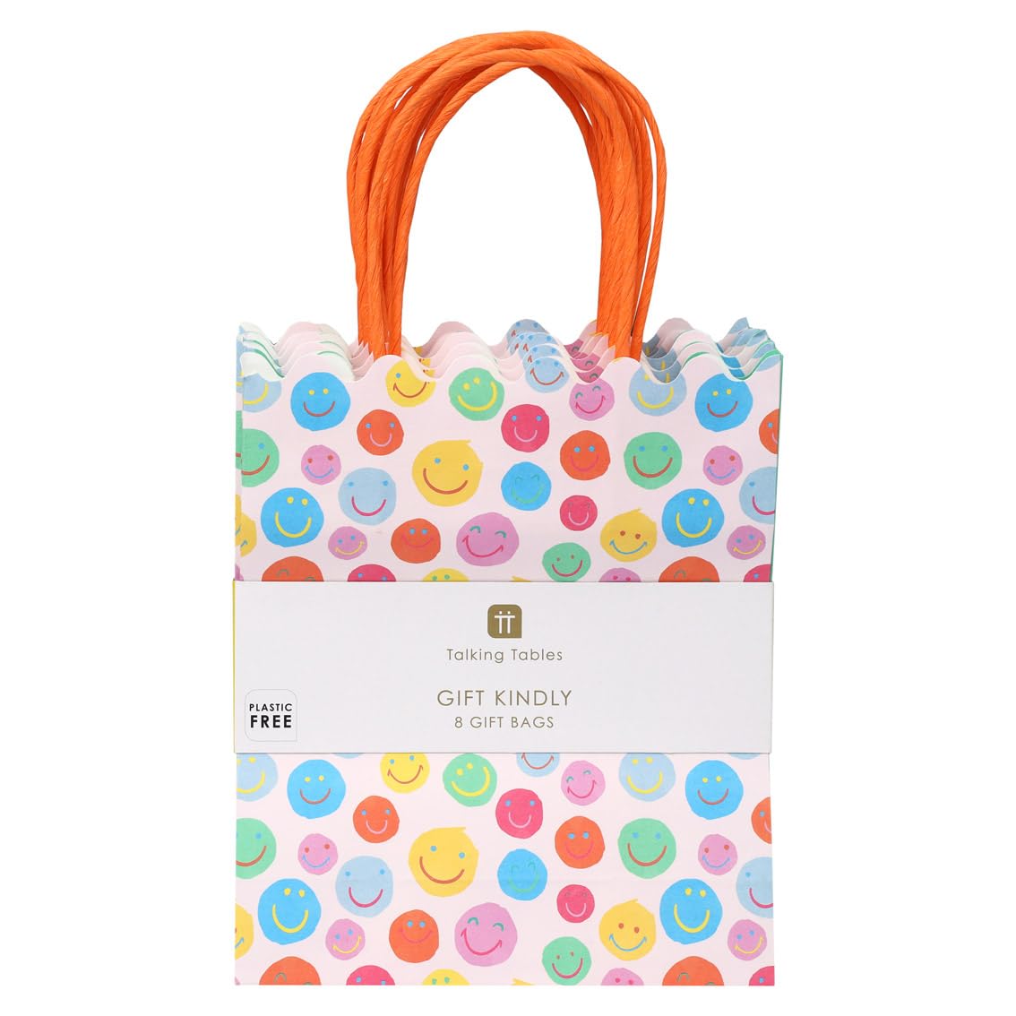 Talking Tables Happy Face Paper Party Gift Bags with Strong Handles | Pack of 8 | Multicolor 1