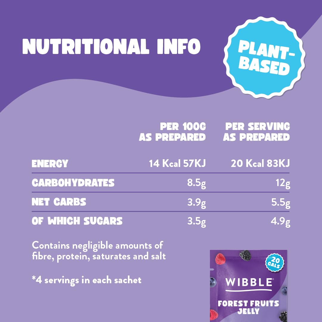 Wibble Natural Crystals 8-Pack Variety Jelly Powder - Plant-Based, Low Sugar, Low Calorie Vegan Jelly, 4 Flavors 5