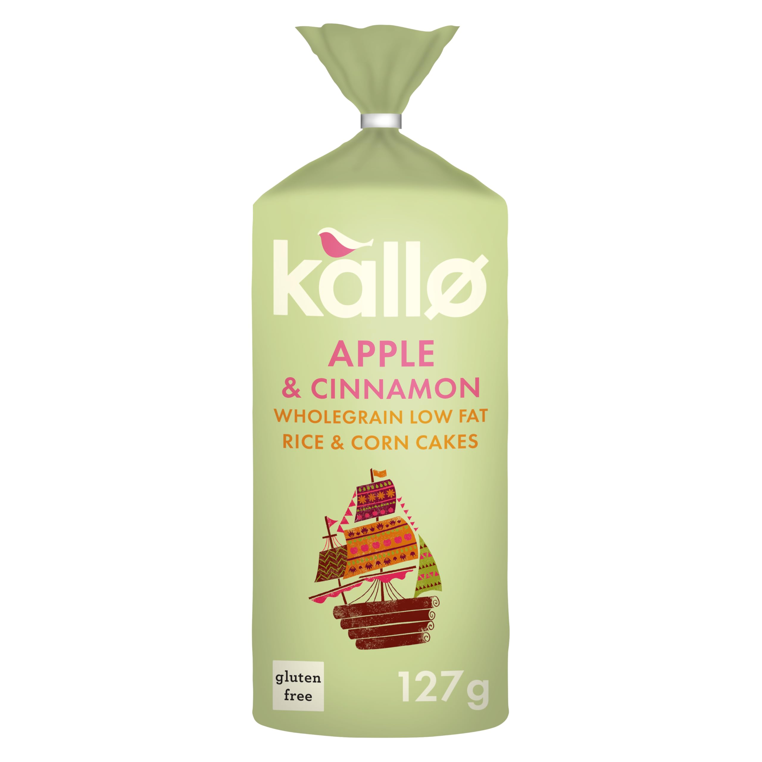 Kallo Apple & Cinnamon Wholegrain Rice & Corn Cakes - Light Snack | Vegan Friendly | 127g