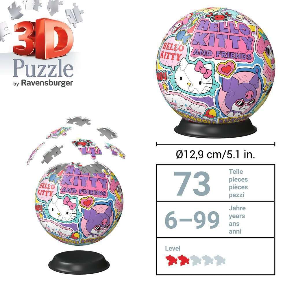 Ravensburger Hello Kitty 3D Jigsaw Puzzle Ball - 72 Piece Puzzle for Kids Age 6 and Up 4
