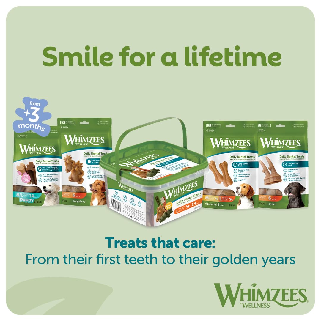 WHIMZEES Rice Bone Dental Sticks - Medium/Large Dogs (9 Count) | Grain Free, Vegetarian, Rawhide-Free 7