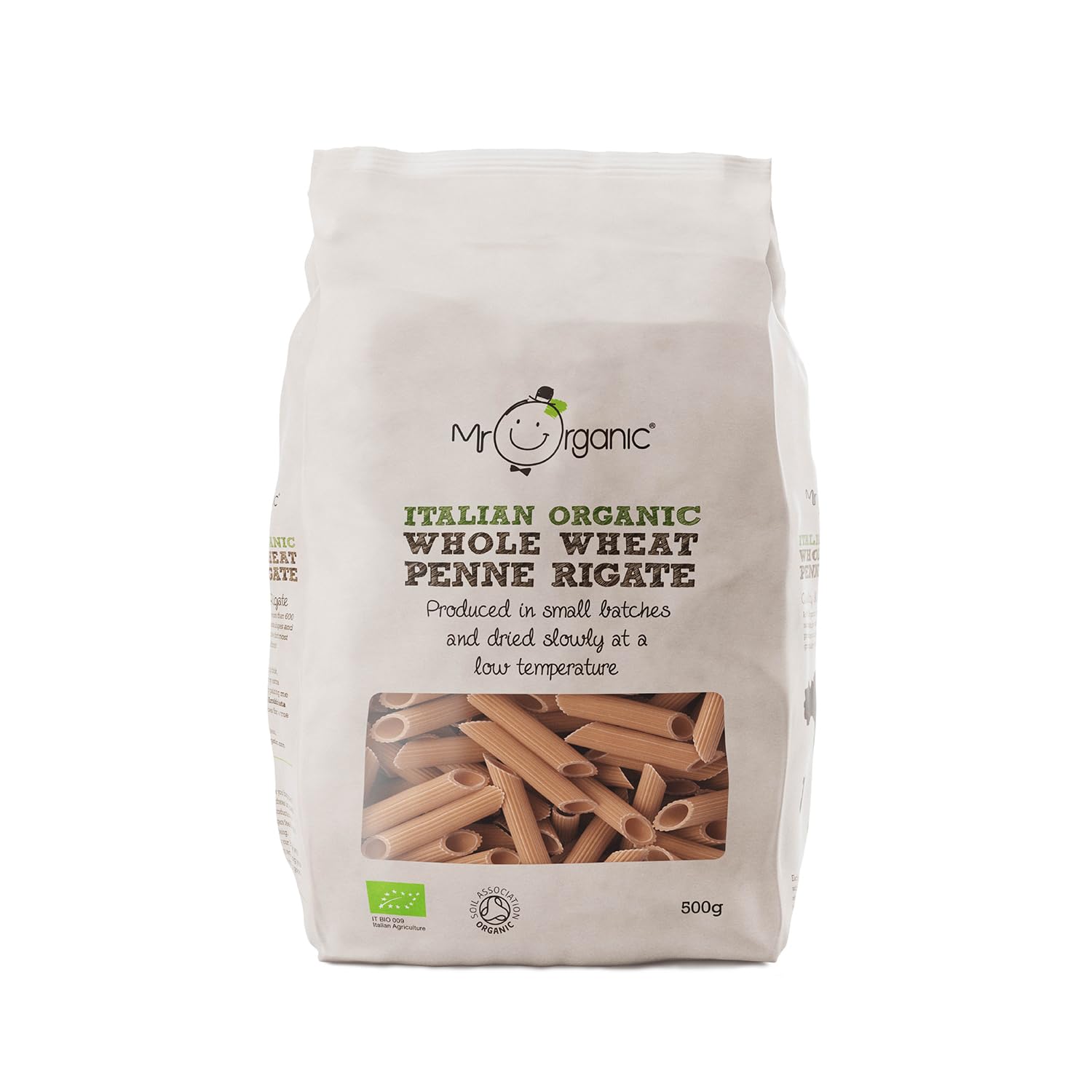 Mr Organic - Organic Whole Wheat Penne 500g (Pack of 1) - Non GMO & Preservative Free