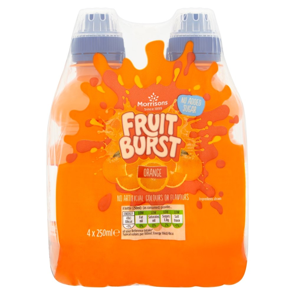 Morrisons No Added Sugar Fruit Burst Orange Juice Drink, 4 x 250ml