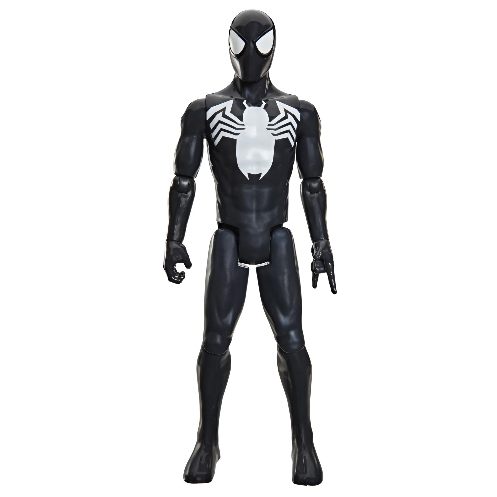 SPIDER-MAN Titan Series Black Suit Spider-Man Action Figure - 30-cm Scale | 11 Points of Articulation