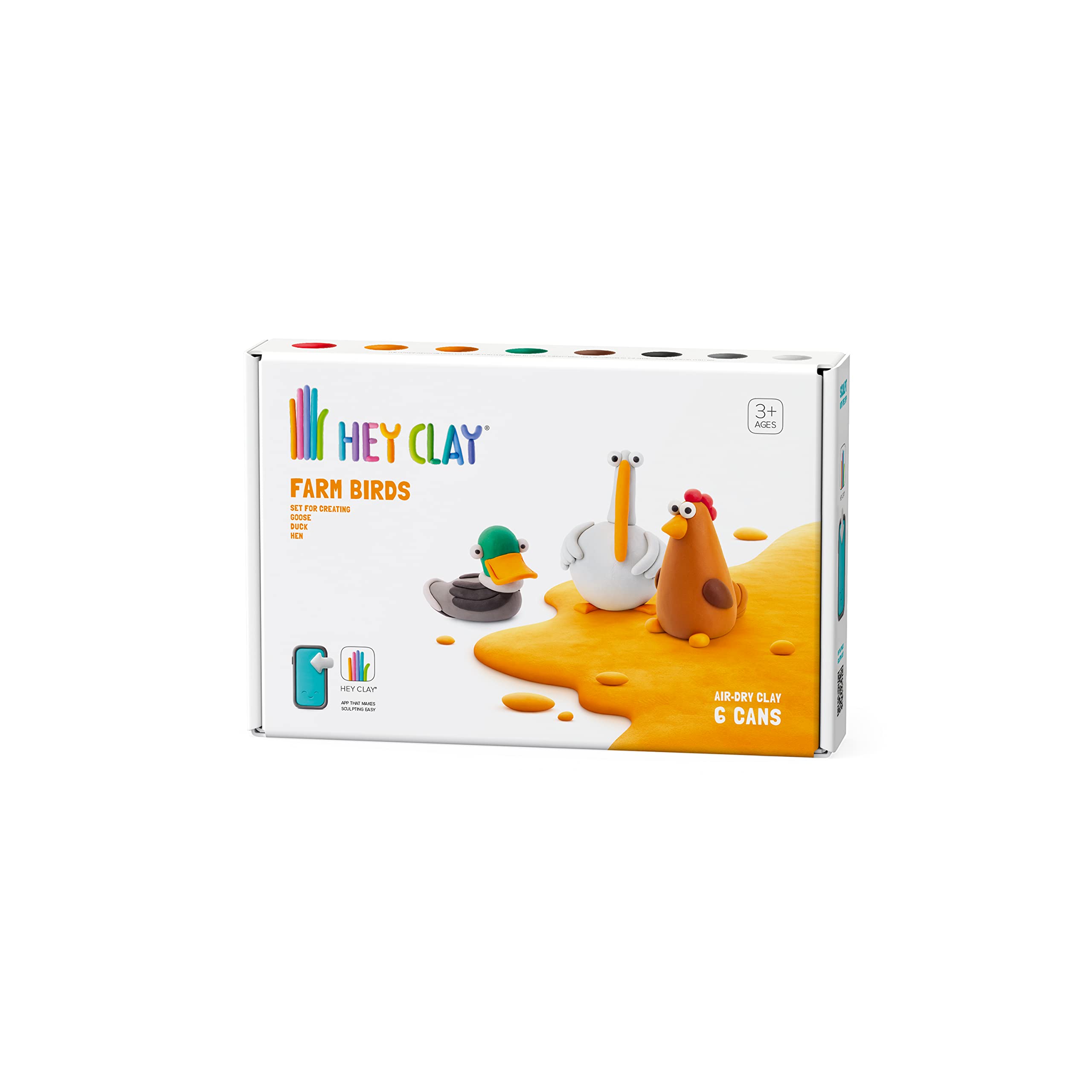 Hey Clay Farm Birds: Duck, Goose, Hen Set - Air Dry Modeling Clay for Kids 3+ 10