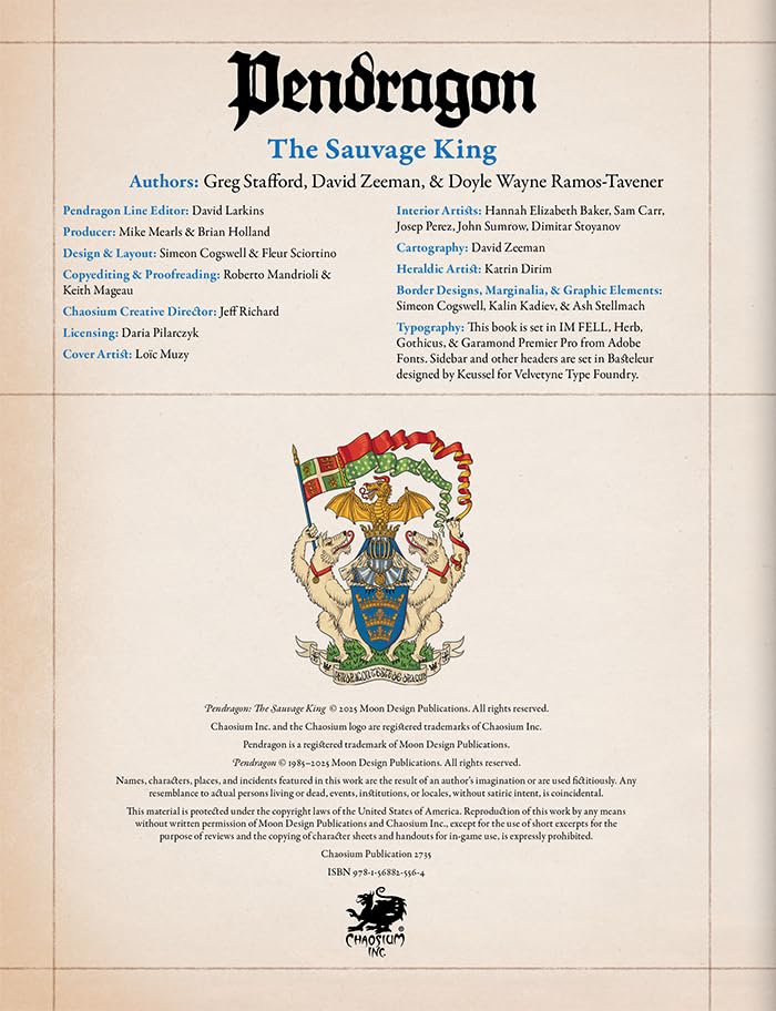 Chaosium Inc. | Pendragon: The Sauvage King | RPG Scenario Book, Compatible 3