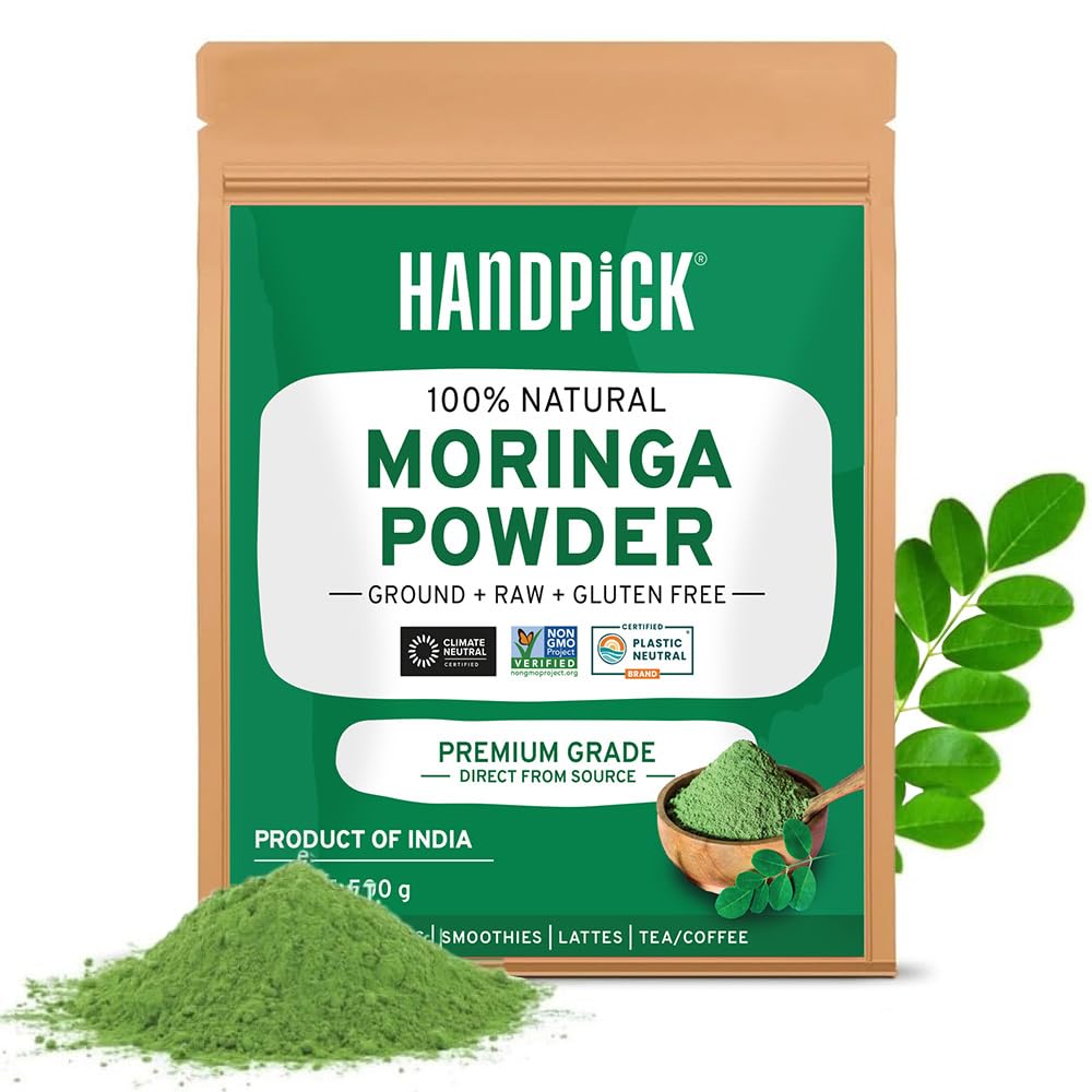 HANDPICK Moringa Powder (500g) - Pure Moringa Oleifera Leaves | Non-GMO, Gluten-Free | Resealable Pouch for Smoothies, Tea & Cooking