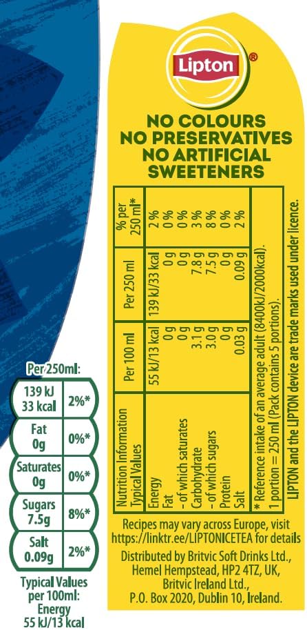 Lipton Ice Tea Lemon 1.25L Bottle - Refreshing Black Tea with Real Lemon Juice