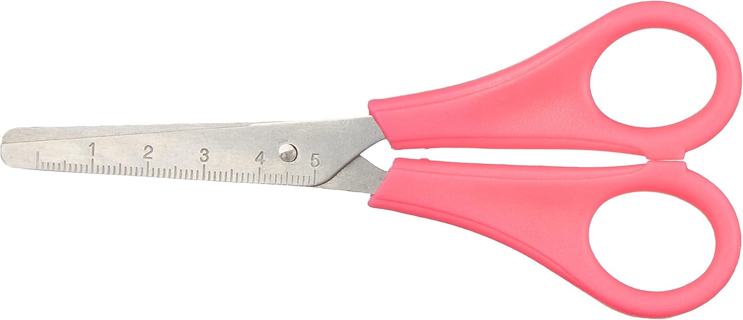Westcott Kids Scissors - Stainless Steel Blades with 5 cm Scale, Blunt Tip, 5"/13 cm, Pink 4