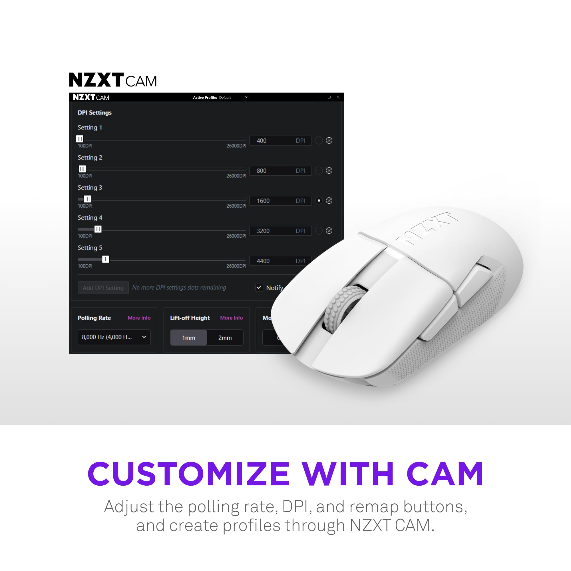 NZXT Lift Elite Wireless Gaming Mouse - 57g Ultra-Lightweight with 4K/8K Polling Rate 18