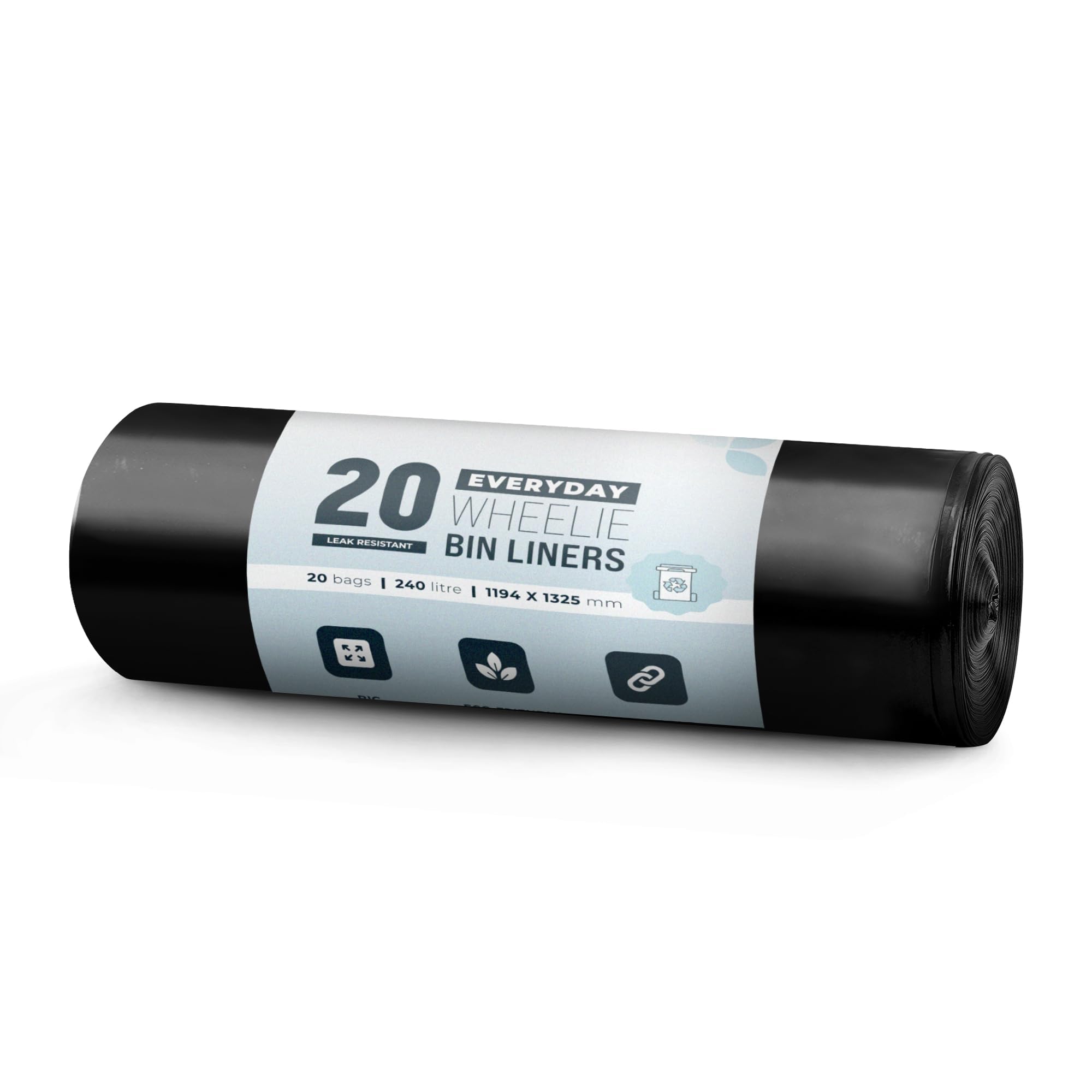 EcoBag Heavy Duty Wheelie Bin Liners - 240L Capacity, 18 Microns, 20 Pack | Leak Resistant