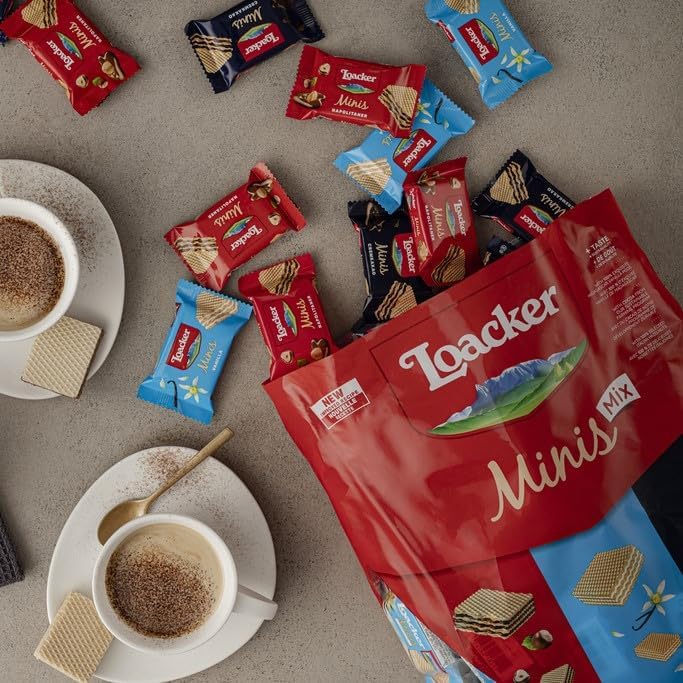 Loacker Minis Crispy Wafers Mix - Hazelnut, Chocolate & Vanilla 800g 3
