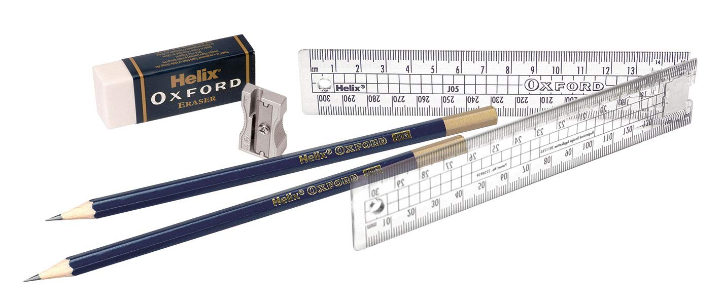 Helix Oxford Executive College Set P92180 | HB Pencils, 30cm Rule, Eraser, Sharpener