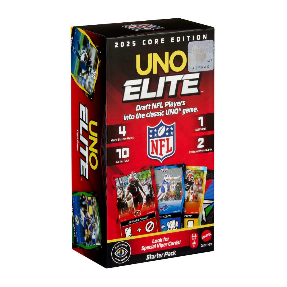 UNO Elite NFL 2025 Core Edition Card Game - Strategy Football Theme, Ages 7+
