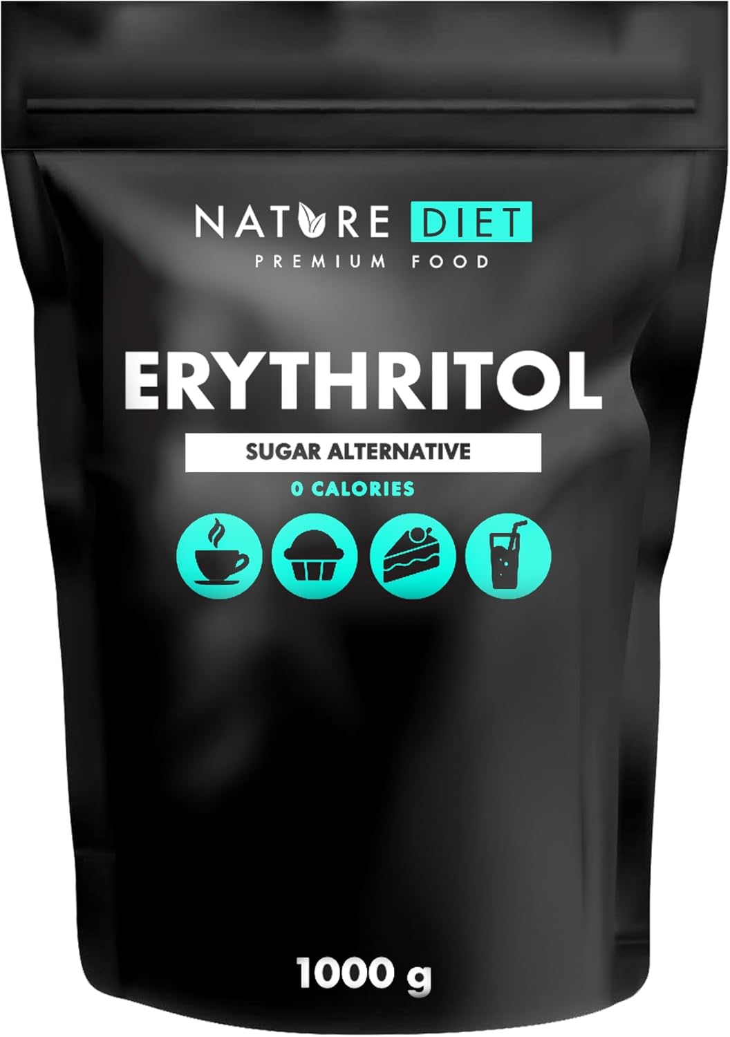 Nature Diet - Erythrit 1000 g, natürlicher Süßstoff, Null Kalorien, Zuckerersatz