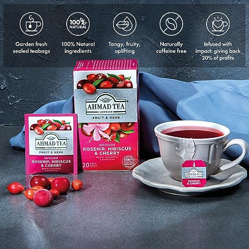 Ahmad Tea Rosehip, Hibiscus & Cherry Fruit & Herbal Infusion - 20 Tea Bags 5