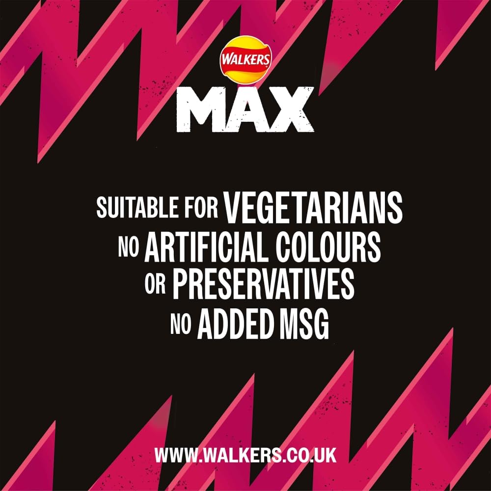 Walkers Max Strong Hot Chicken Wings Sharing Crisps 140g 5