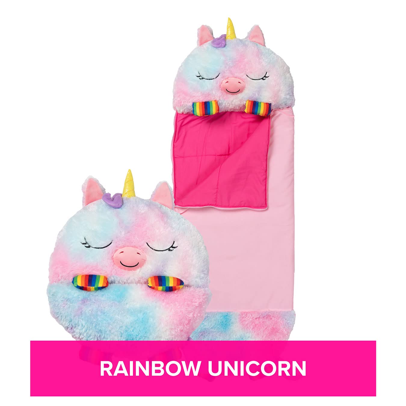 Happy Nappers Kinderschlafsack Regenbogen-Einhorn – Plüschtier und bequemer Schlafsack für Unisex-Jugendliche 6