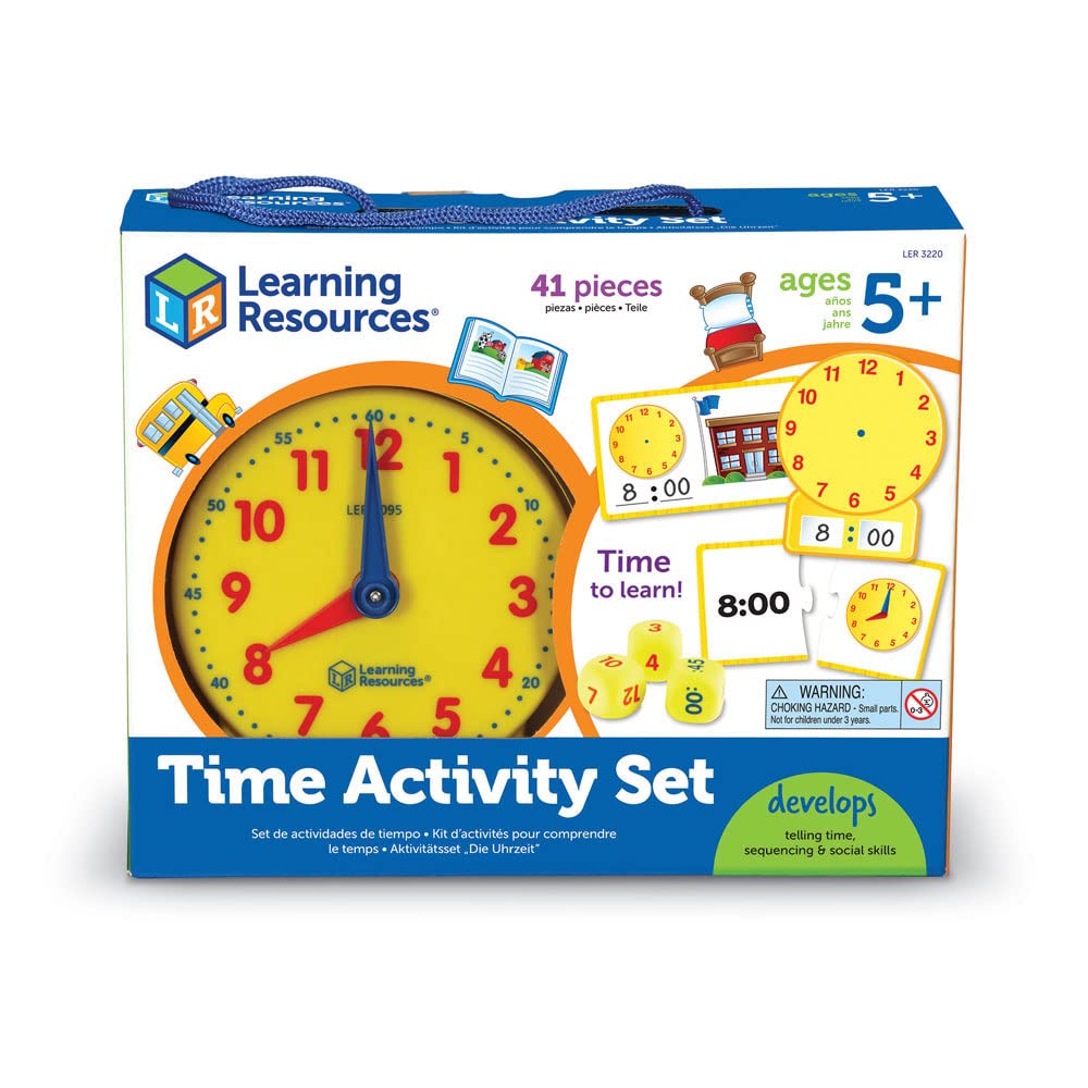 Learning Resources Time Activity Set - 120-Piece Educational Clock for Teaching Time, Ages 5-9