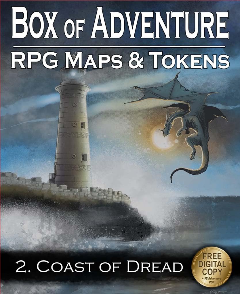 Loke BattleMats Box of Adventure - Coast of Dread | 24 Fold Out Maps | 5e Compatible