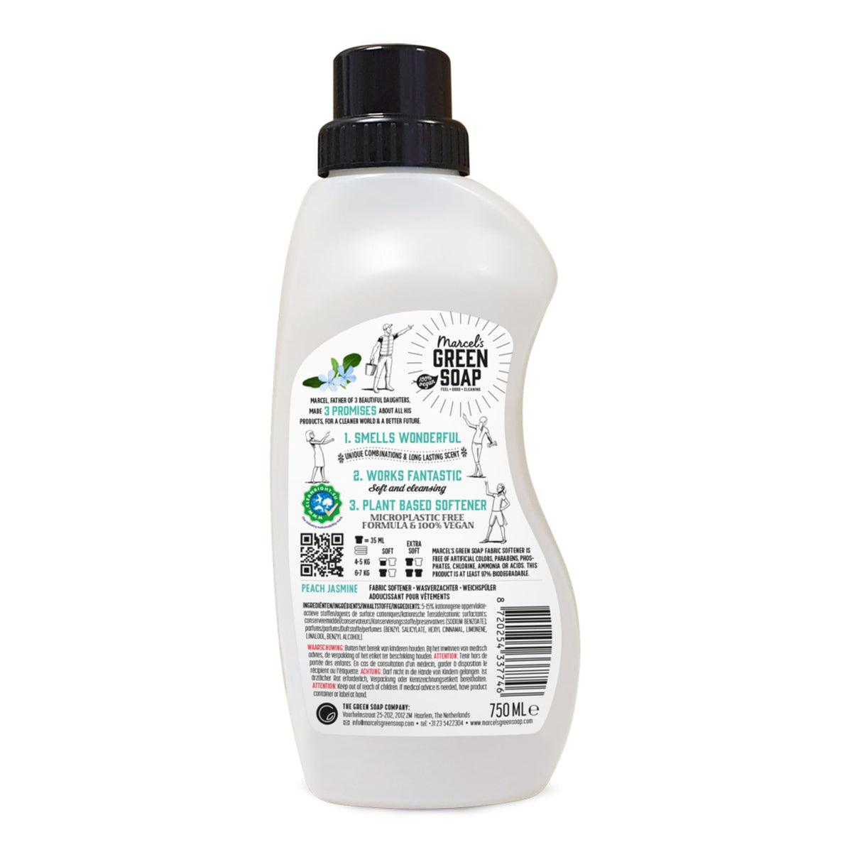 Marcel's Green Soap Peach & Jasmine Fabric Conditioner - 750 ml, Pack of 2