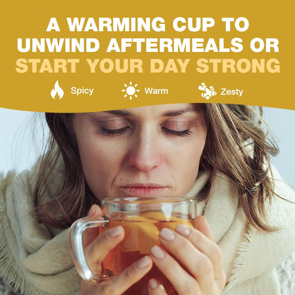 HANDPICK Ginger Tea Bags (100 Count) Non-GMO, Pure Ingredients - Soothing & Spicy Herbal Tea | Eco-conscious Round Tea Bags 7